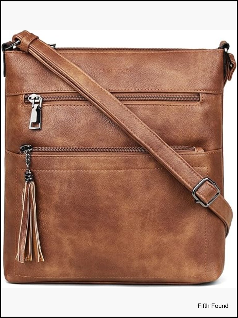 Vegan Leather Multi Pocket Crossbody Bag Adjustable Strap Hobo Shoulder Purse